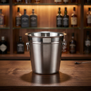 Stainless Steel Champagne Bucket with Knob Handles Minimalist Bar <b>Accessory</b> Reusable Metal <b>Drinkware</b>, easy to clear - Product Image 3