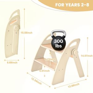 Wooden 2 <b>Step</b> <b>Stool</b> for Toddlers, Foldable 2-<b>Step</b> with Non-Slip Pads and Handles - Product Image 2