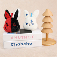 Porte-clés lapin en peluche douce, style 'Dark Rebirth' effrayant, ornement décoratif pour sac à main, téléphone portable, fêtes et machines à griffes