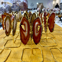 Figurine d'aile de papillon en agate naturelle plaquée or, cristal fait main, Origems Brésil Chine, décoration d'intérieur, cadeau