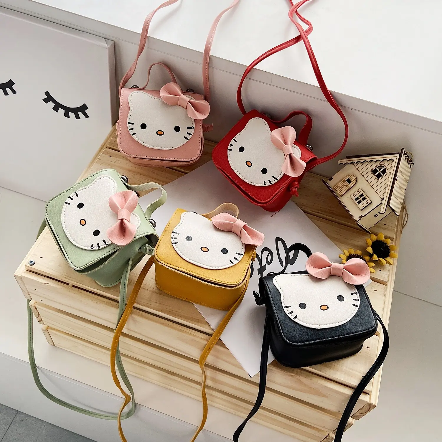 Bow Little School Party Pu Leather Small Decoration Cartoon Pink Child Cute Girls Baby Shoulder Hand Mini Sling Kids Bags