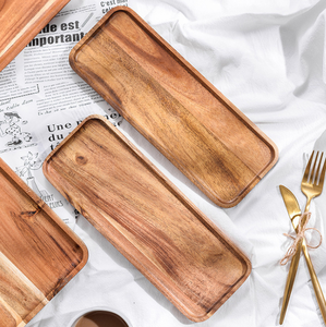 Natural Solid Wood <strong>Plates</strong> for Breakfast Coffee Fruit Appetizer Handcrafted Acacia Wood Serving Tray - Product Image 2