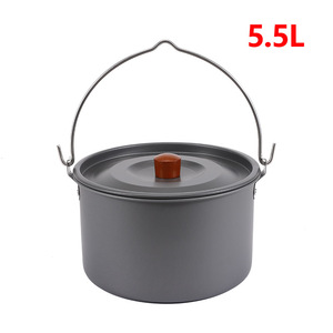 Pot de camping portable en alliage d'aluminium 5,5 L non revêtu pour feux de camp en plein air, utilisation par 4 à 6 personnes - Product Image 4