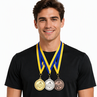 Vente en gros de médailles de sport personnalisées, médailles vierges en métal et trophées avec ruban, football, natation, basket-ball, jeu de course