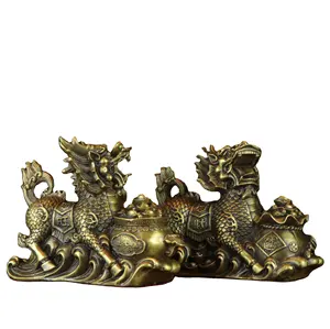 Ornamento di rame Qilin, lingotto Chi lin sacco di soldi Qilin rame tesoro basinQilin