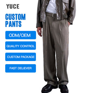 YUCE Pantaloni da Completo da Uomo di Alta Qualità, Stile Streetwear Casual, Gamba Dritta, Vita Alta, Plissettati a Quadri - Product Image 2