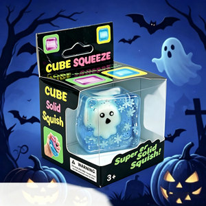 Juguete Antiestrés Cuadrado Transparente con Forma de Fantasma, Cubo Blandito Sólido de Halloween, Juguete Portátil para Aliviar el Estrés, Regalo para Niños - Product Image 1