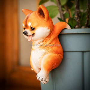 Grosir disesuaikan halaman taman hiasan dinding Resin patung anjing lucu bunga luar ruangan Pot Dekorasi - Product Image 4