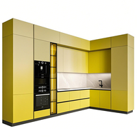 Classique bricolage modulaire armoire de cuisine ensemble en gros conception pratique PVC porte finition inoxydable MDF verre tiroir panier maison salle à manger