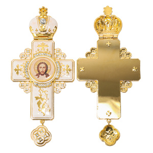 ZD027 <span class=keywords><strong>Collier</strong></span> Croix Pectorale Orthodoxe Européenne de Haute Qualité en Émail Blanc <span class=keywords><strong>avec</strong></span> <span class=keywords><strong>Image</strong></span> du Sauveur, Cadeau Spirituel d'Église - Product Image 3