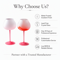 Verres à vin bordeaux en cristal sans plomb, dégradé rose givré, verres à vin européens grande capacité pour mariage