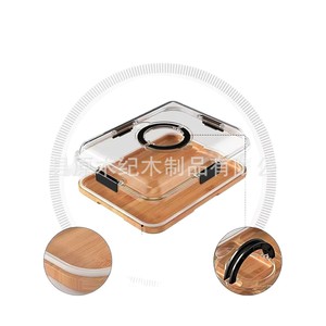 Plateau à fromage en bois avec couvercle en acrylique, plateau alimentaire portable pour servir des collations et du fromage - Product Image 5