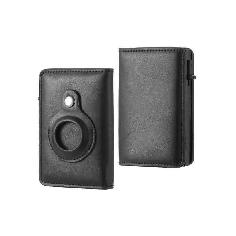 Người đàn ông mỏng Wallet PU sợi carbon rifd chủ thẻ với airtag