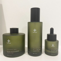 Bouteille en verre pour huile de massage du visage givrée personnalisée vert foncé 100ml 120ml 150ml 30g 50ml Bouteille en verre brume fine noire