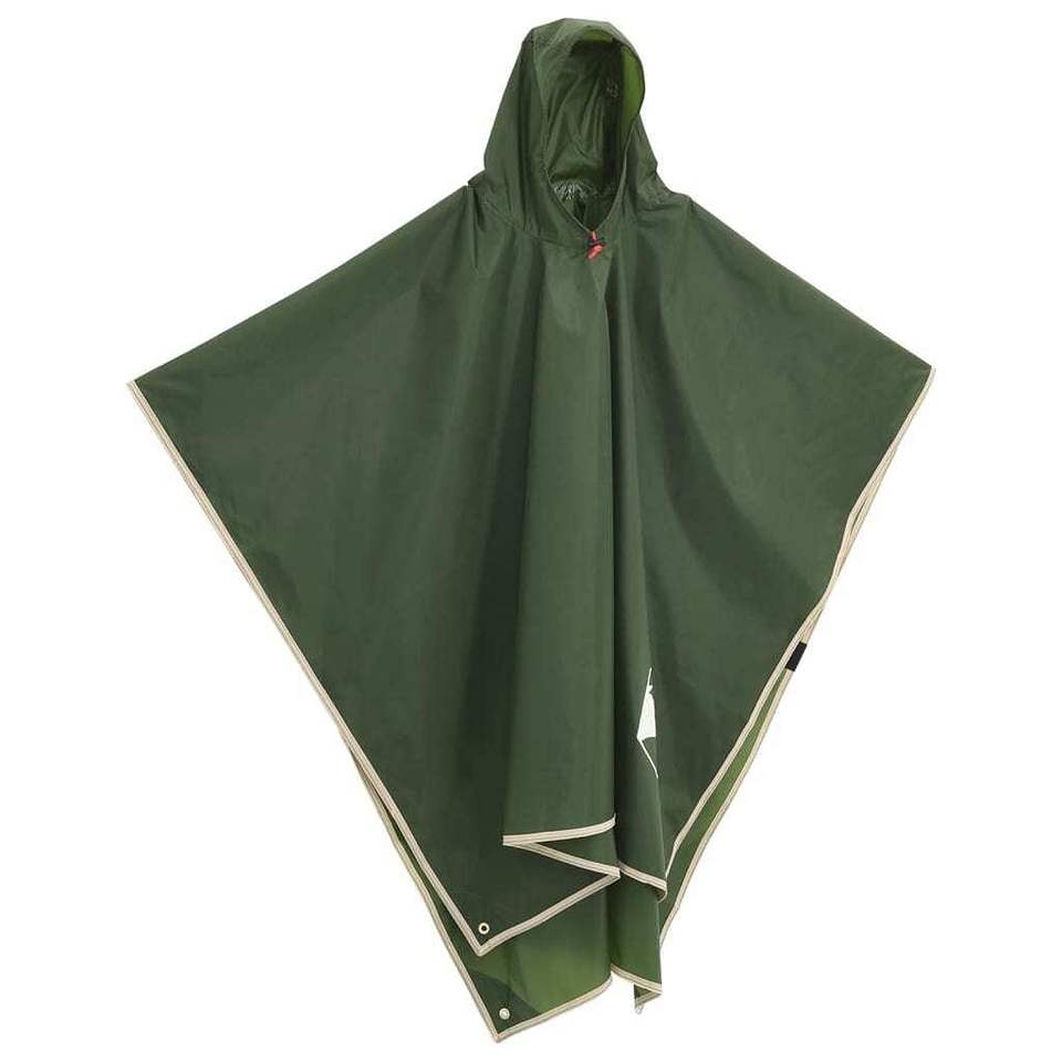 W2B VidaXL Green Rain for Poncho with Hood 2-in-1 Design XL Size Waterproof and Windproof Reusable for Climbing