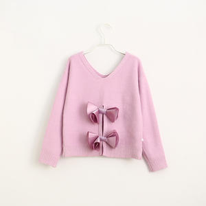 Nouveautés : Pulls d'hiver unis pour filles de marque américaine avec nœud papillon - Product Image 5