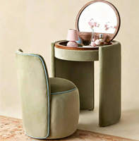 Table de toilette ronde à rabat de style luxe léger français, coiffeuse moderne italienne pour petite chambre, meubles de maquillage