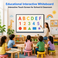 Tableau blanc interactif éducatif 55/65/75/85 pouces, écran plat intelligent LED 4K, écran d'affichage pour l'enseignement scolaire, 50 points tactiles, système d'exploitation Windows