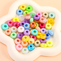 Perles en acrylique de 14 mm de marque QC Yiwu, plaquées couleur, à grand trou, perles lâches, accessoires de bijoux DIY, séparateurs de perles faits à la main