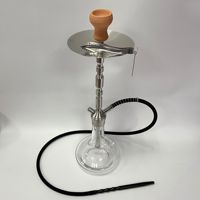 Set Hookah Shisha Mewah Sederhana dengan Gagang Hookah Baja Tahan Karat 304 Ukuran Besar, Finishing Cermin, 1 Selang, Desain Mewah Ringan