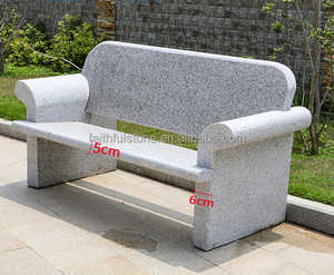 Wholesale Light Grey Colour <strong>Granite</strong> Stone <strong>Bench</strong> Chair for Garden Park - Product Image 4