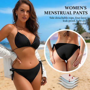 Slip da bagno mestruali a 4 strati a prova di perdite da <span class=keywords><strong>donna</strong></span>, con coulisse laterale, sexy, per il ciclo, OEM/ODM - Product Image 1