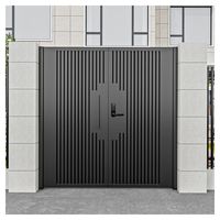 Porte d'entrée de villa simple au design moderne Porte coulissante Sonnette d'appel Clé secrète Mots de passe Porte de clôture en alliage d'aluminium
