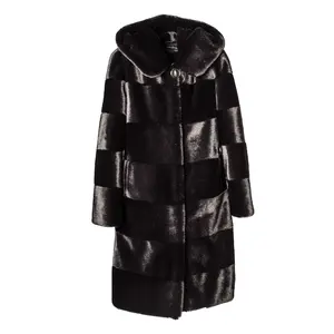 Founder Winter New Style Women Luxury Black Outwear Faux Mink Fur Coat Artificial Fur Outwear