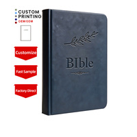 Bible en cuir PU personnalisée avec gaufrage, vente en gros, service d'impression OEM, livre sacré personnalisé, fabricant chrétien