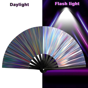 Khuyến Mại Đèn Flash UV <span class=keywords><strong>Glow</strong></span> Rave Tay Người Hâm Mộ Tùy Chỉnh Lớn Phản Quang Gấp Cầm Tay <span class=keywords><strong>Fan</strong></span> Với Bao da - Product Image 2