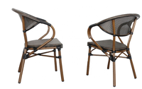 Chaise et table en rotin de café bistrot en rotin résistant aux intempéries, meubles d'extérieur en rotin