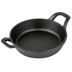 Panela de ferro fundido antiaderente pré-temperado com alça dupla, 18cm