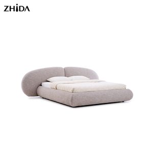 Ultimo Modello di <span class=keywords><strong>Letto</strong></span> <span class=keywords><strong>Matrimoniale</strong></span> di Lusso <span class=keywords><strong>con</strong></span> Testiera Curva, Design Semplice, Struttura in Legno, Rivestimento in Velluto, <span class=keywords><strong>con</strong></span> <span class=keywords><strong>Materasso</strong></span> per Adulti - Product Image 4