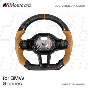 Volante de fibra de carbono personalizado LCI Upgrade con empuñaduras de cuero perforado para BMW Serie 3 y 5 G20 G30 330e 330i 340i 2018-2024 - Product Image 2