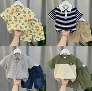 Conjunto de 2 Piezas de Verano Fresco para Bebés Recién Nacidos, Ropa Infantil de Poliéster de Manga Corta, Delgada y Cómoda, con Colores Variados, Disponible en Existencia - Product Image 5