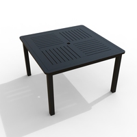 Table et chaises de salle à manger d'extérieur en métal WPC imperméables de style moderne, cadre en aluminium, garantie 1 an, hôtel, terrasse, cour, parc