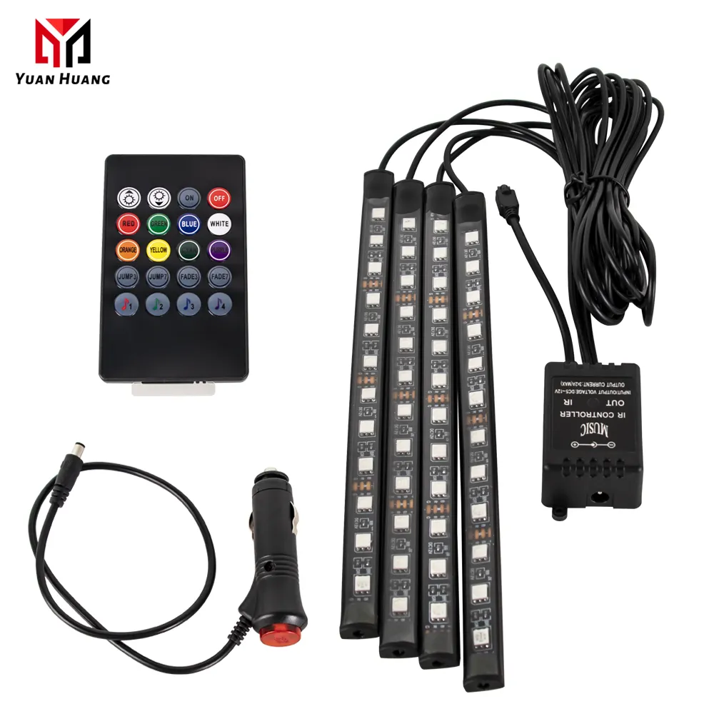 Luzes de led para carro, 48 leds, barra automotiva, universal, luz de pé, luz de cigarro, luz de sinal usb, lâmpada decorativa, atmosfera, lâmpada