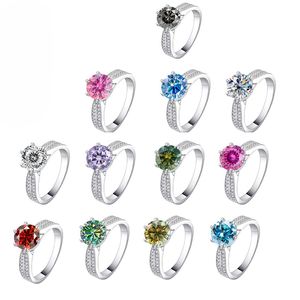 Directo <span class=keywords><strong>de</strong></span> fábrica 0.5CT VVS GRA color Moissanite compromiso promesa joyería 925 plata esterlina Starlight Queen anillos para mujeres - Product Image 2