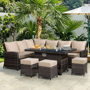 La migliore vendita 6 pezzi di mobili da esterno da giardino in vimini in vimini con giardino Barbecue Set tavolo da pranzo - Product Image 3