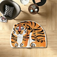 Tapis personnalisé en forme de tigre, tapis en peluche doux et réaliste, tapis antidérapant pour le salon, décoration de la maison
