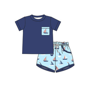 Conjunto de Ropa de Verano para Bebé Niño con Estampado de Camuflaje Verde, Estilo Boutique Personalizado BSSO1856, Conjuntos al por Mayor - Product Image 3