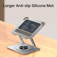 Great Roc Support en métal rotatif pour ordinateur portable Support pour ordinateur portable avec ventilateur de refroidissement Base rotative à 360 ° Support pour ordinateur portable pliable et portable