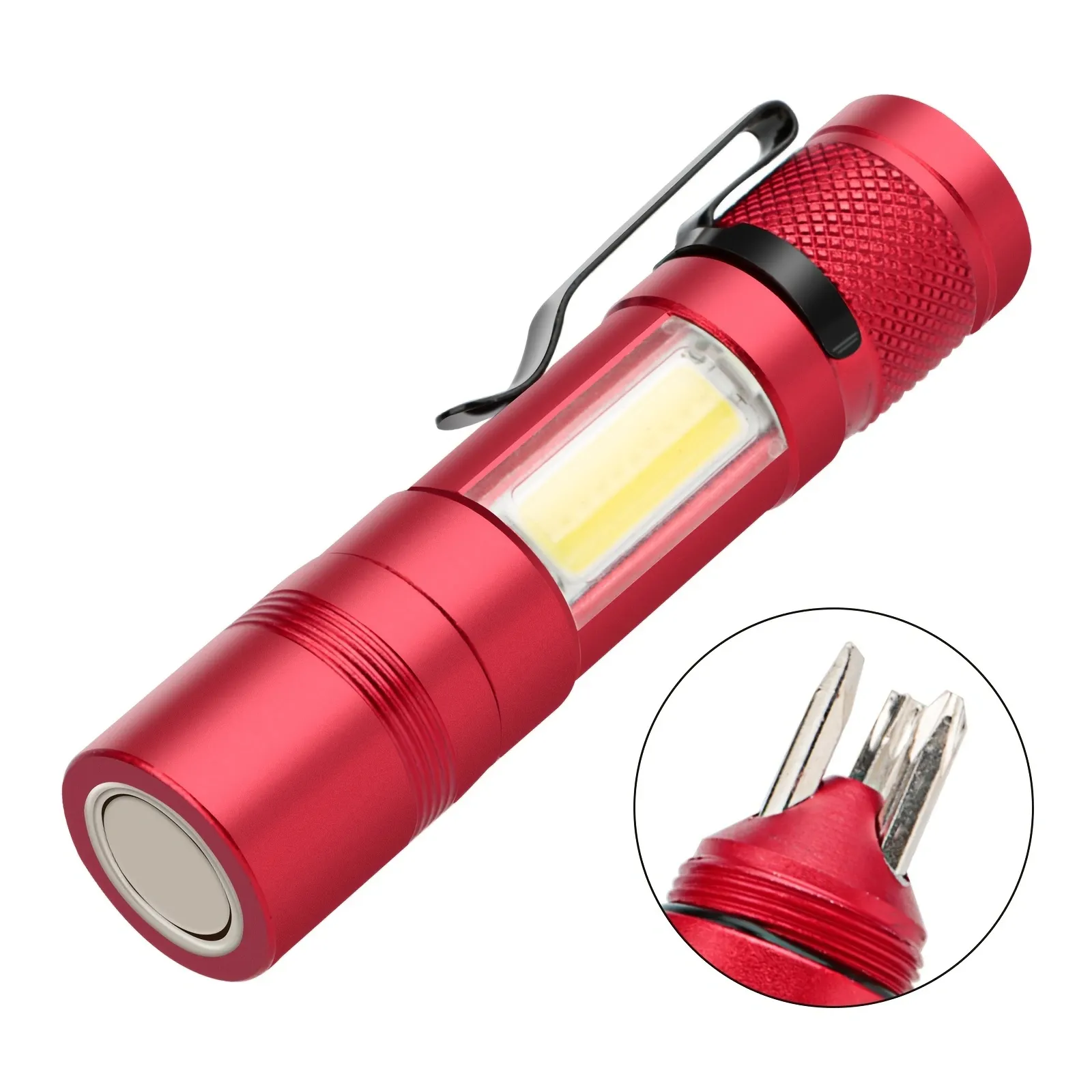 Lampe torche multifonctionnelle démontable 3 tournevis COB LED Mini USB Lampe de poche électrique avec clip magnétique