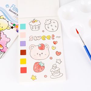 BESTLINE 2024 nuevo bolsillo para niños dibujo niños acuarela pintura libro DIY pintura regalo tarjeta viaje pintura libro - Product Image 1