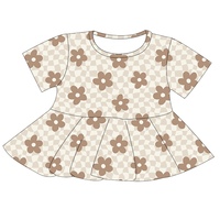Chemise Peplum à Manches Courtes Confortable et Tendance pour Petites Filles, Impression Personnalisée, Vêtements en Bambou Doux pour Enfants, MOQ Faible