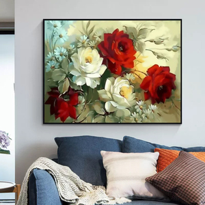 Dipinto a Olio Realistico Classico di Rosa Rossa, Stile Europeo Vintage, Stampa su Tela per Decorazione Soggiorno e Camera da Letto - Product Image 4