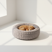 Lit pour chien de luxe personnalisé en bouclette unie, moderne, en polaire et mousse, apaisant, anti-anxiété, rectangulaire, lavable, pour animaux de compagnie (chiens et chats)