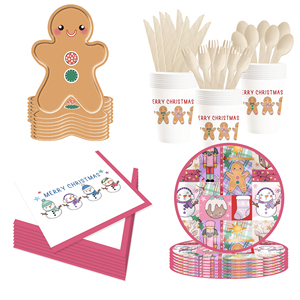 DAMAI New Gingerbread Man Paper Plate Themed Disposable Paper Plates and Cups for Christmas Party Supply - Product Image 4