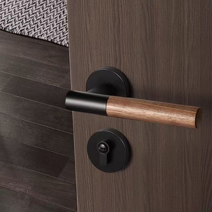 Ensemble de poignées de <span class=keywords><strong>porte</strong></span> intérieures en gros, finition grain de bois doré, style moderne et minimaliste, serrures de <span class=keywords><strong>porte</strong></span> en alliage d'aluminium pour la maison - Product Image 1