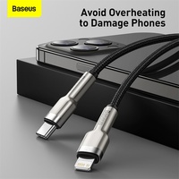 Pour Baseus Cafule Series Câble de données en métal Type-C vers iP PD 20W USB vers iP 2.4A Câble de charge rapide pour iPhone